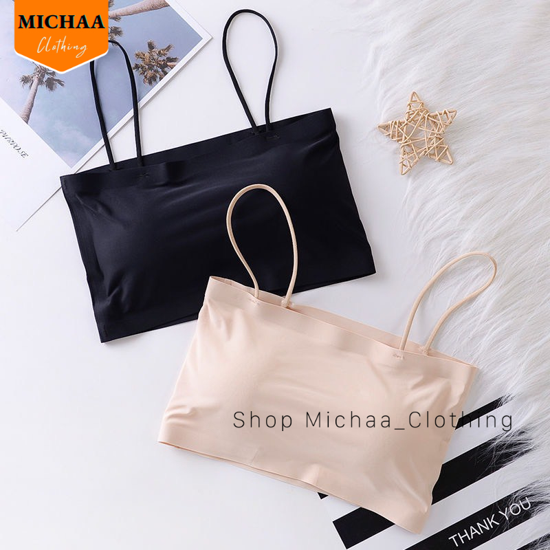 Áo Croptop BRA ĐÚC SU Trơn Quây Nữ Có Mút Ngực, Áo Bra 2 Dây Chất Thun Lạnh Không Gọng CR100