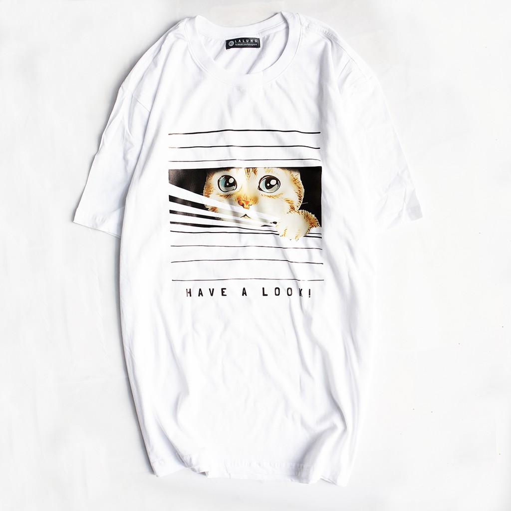 Áo Phông Cotton Unisex Hoạ Tiết Mèo Mã 967