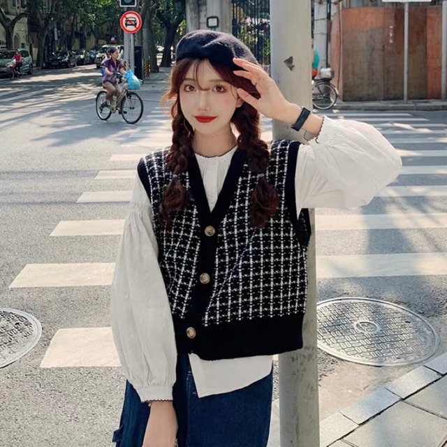 ÁO GHILE CARO - ÁO BLOUSE TAY PHỒNG - ảnh thật | BigBuy360 - bigbuy360.vn