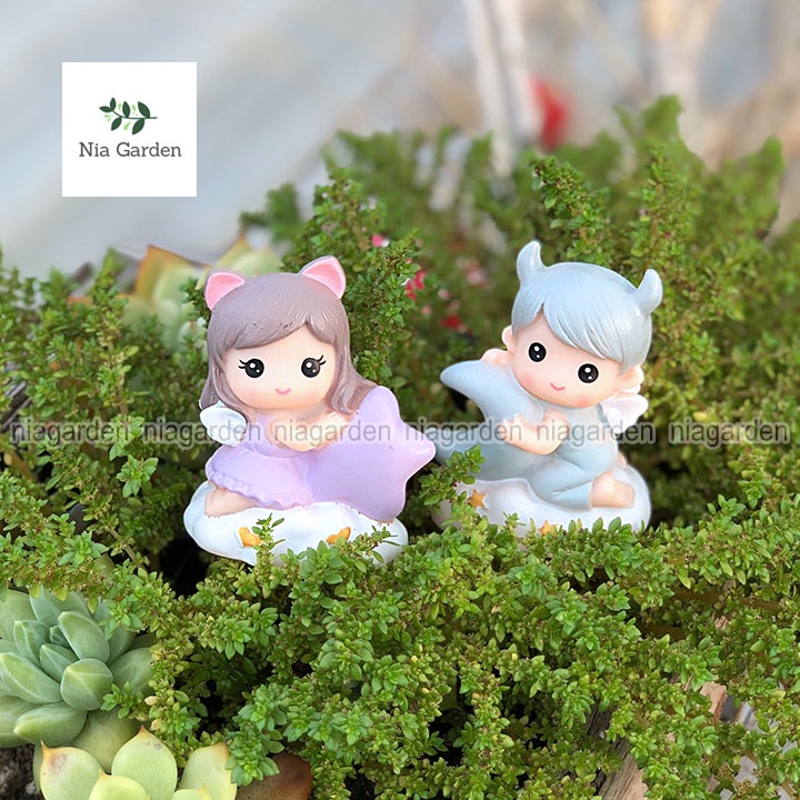 Trang trí tiểu cảnh chậu cây vườn terrarium bể cá bàn học taplo mô hình mini Nia Garden N5