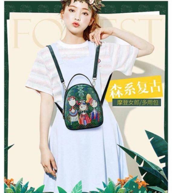 Balo họa tiết 3 cô gái rừng xanh Nga