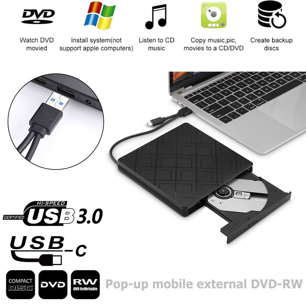 Đầu Đọc Đĩa Dvd Rw Cd Cổng Usb 3.0 Cho Laptop Pc