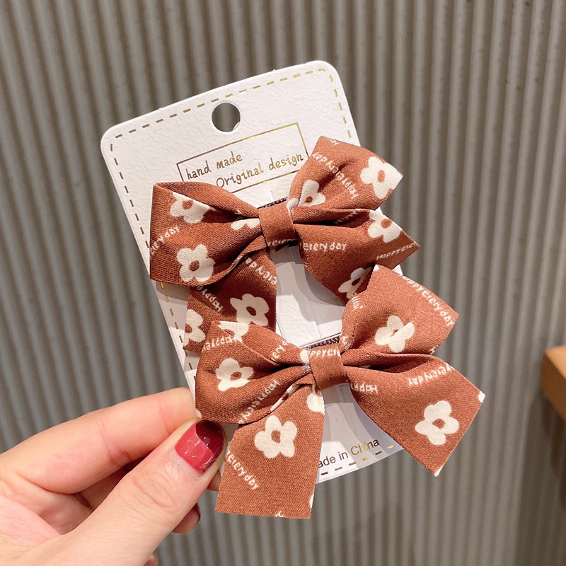 Kẹp Tóc Ruy Băng Họa Tiết Hoa Dễ Thương Dành Cho Bé Gái