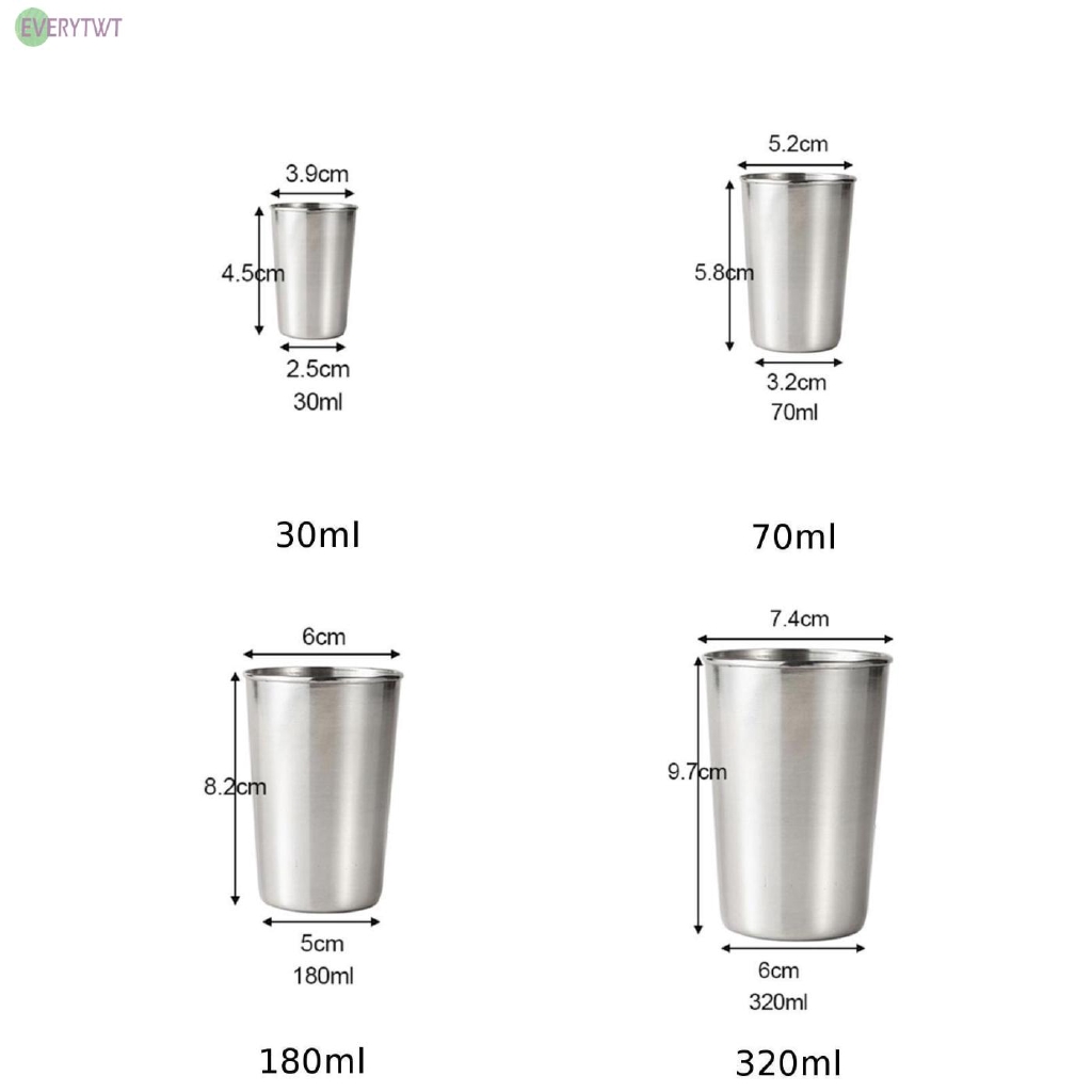 Cốc Uống Nước Bằng Inox Dung Tích 30/70/180/320ml