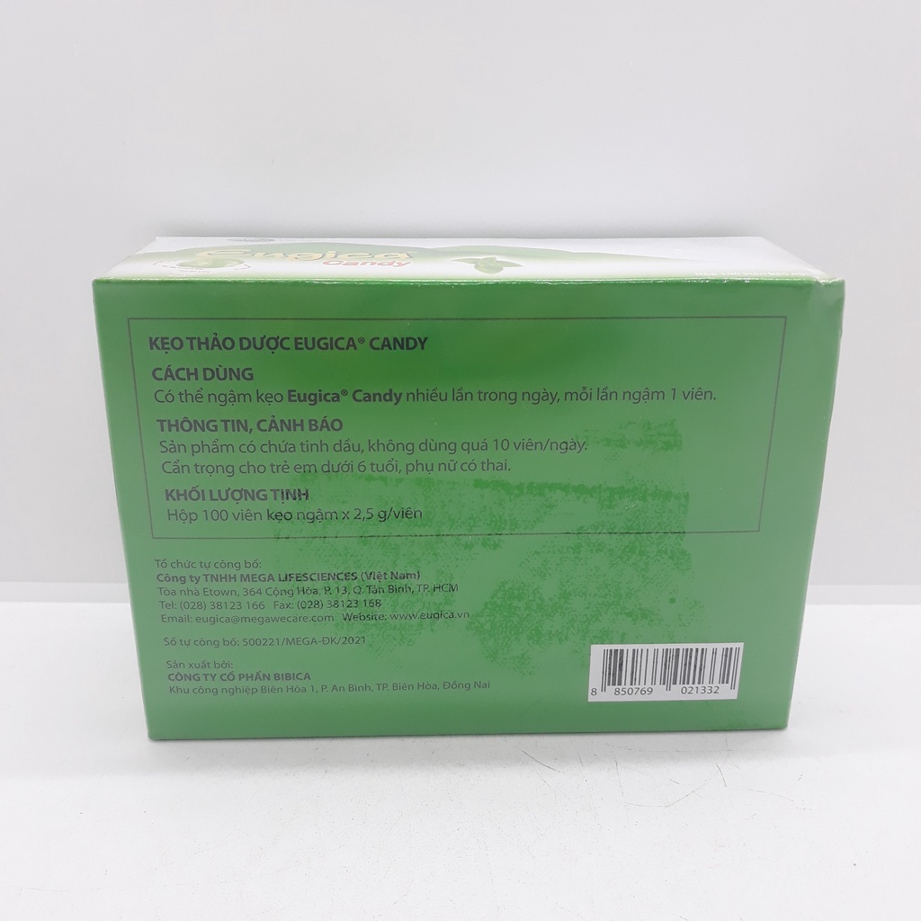 KẸO EUGICA CANDY [100 Viên] Làm Ấm, Thông Cổ, Giúp Ngăn Ngừa Và Làm Dịu Cơn Ho, Giảm Đau Rát Họng Và Khản Tiếng