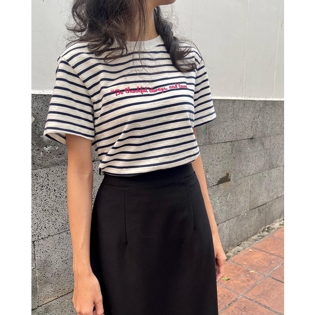 ÁO THUN SỌC “Be Thankful Always, and Love”