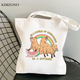 Capybara Túi Mua Sắm Bằng Vải Đay cotton Có Thể Gấp Lại