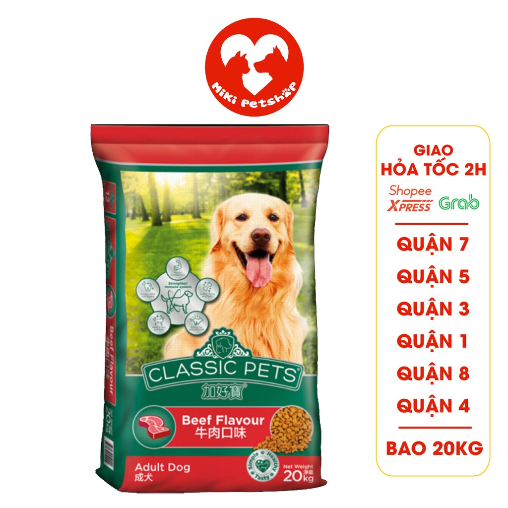 Thức Ăn Cho Chó Classic Pets Bao 20Kg Vị Bò Cho Chó Lớn - Miki Petshop