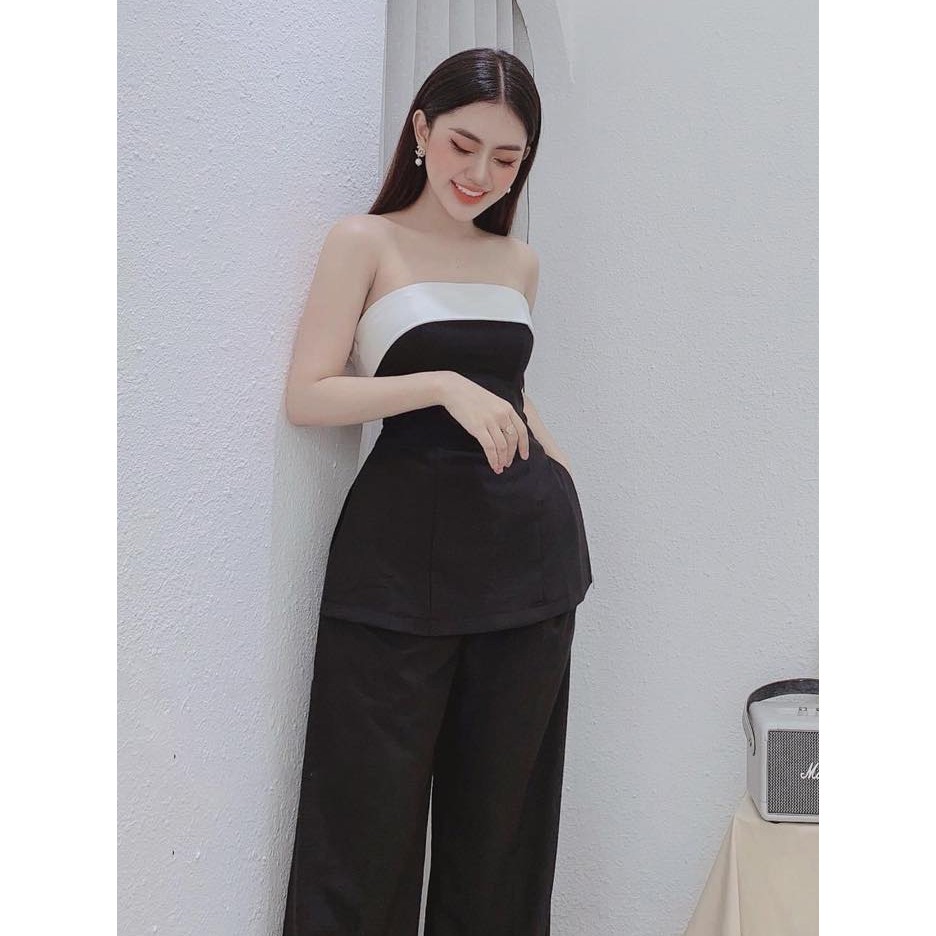 [TANA'S] Áo cúp ngực đen viền trắng xẻ lai siêu xinh