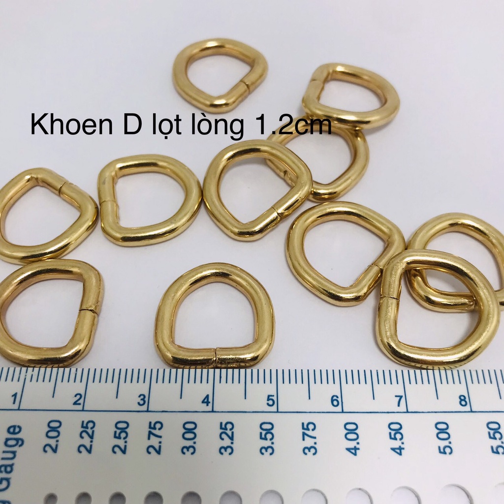 Khoen D kim loại mạ vàng - phụ kiện làm túi xách lọt lòng 1.2cm  - HANDMADE 88