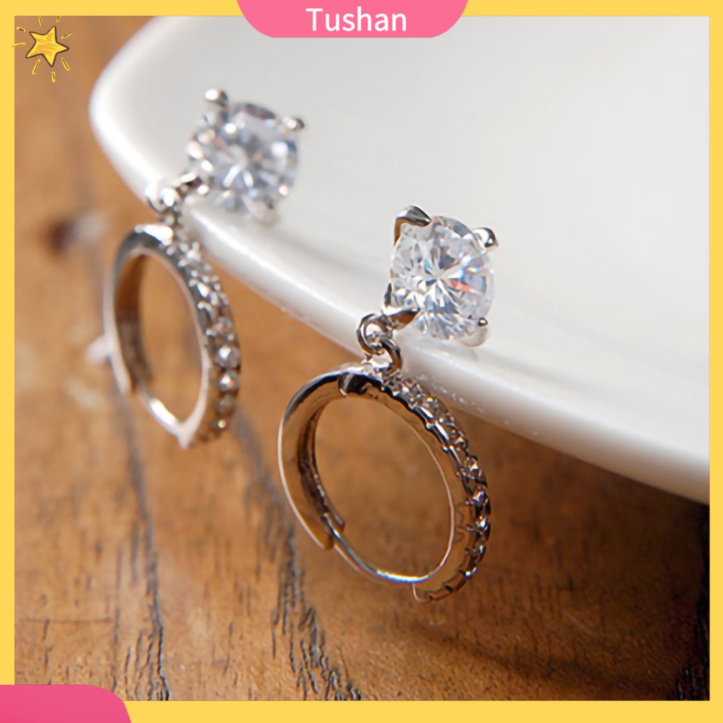 Bông tai đính pha lê lấp lánh thời trang sang trọng cho nữ