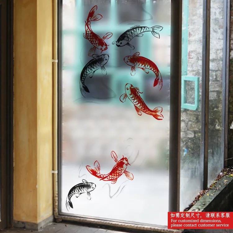 Decal trang trí kính cao cấp mẫu Đàn Cá KOI (60cm x 116cm)
