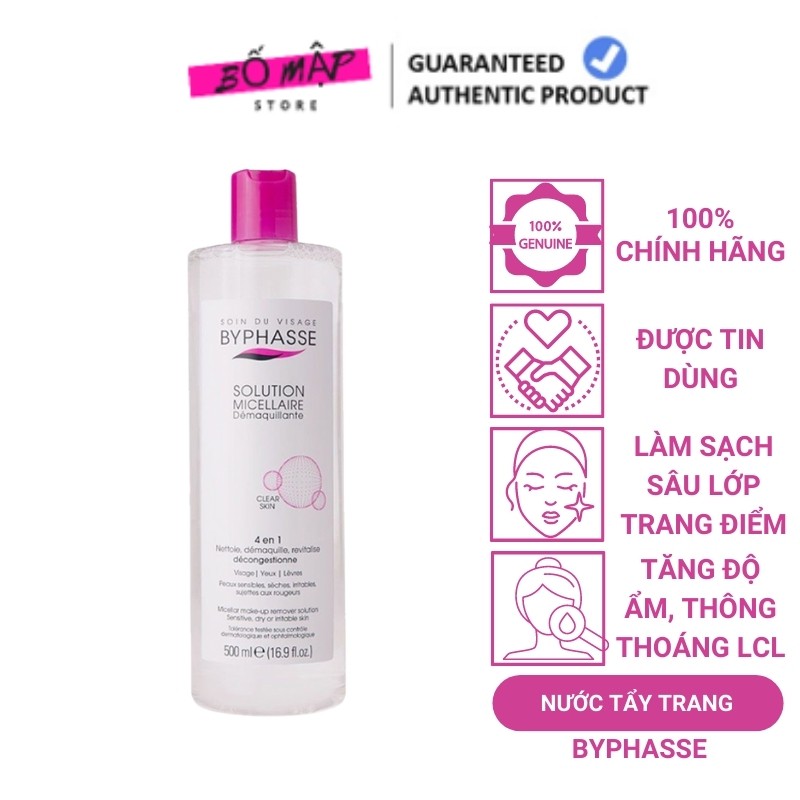 [SALE] [CAM KẾT 100% CHÍNH HÃNG] Nước Tẩy Trang Không Cồn BYPHASSE Tây Ban Nha 500ml