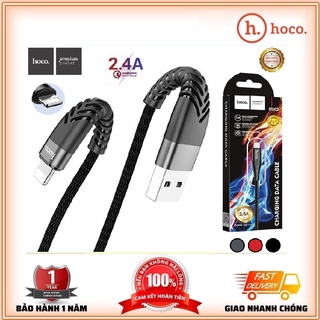 Cáp Sạc Hoco DU02💎CAO CẤP💎Dây Sạc Nhanh 2.4A Dây Dù Siêu Bền Chống Đứt Dài 1M/2M Cho ip/Anroid-Bảo Hành 1 Năm
