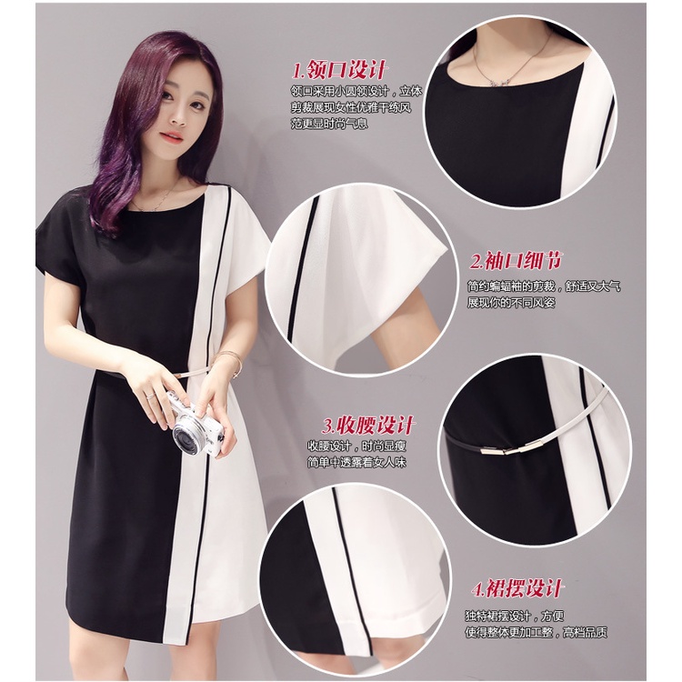 Váy nữ Quảng Châu, đầm nữ phối đen trắng cá tính