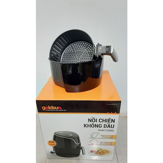 Nồi chiên không dầu chống dính Goldsun CQ2602 Dung Tích 5.5 lít, Bảo hành 12 tháng, Tặng kèm bình phun sương dầu ăn