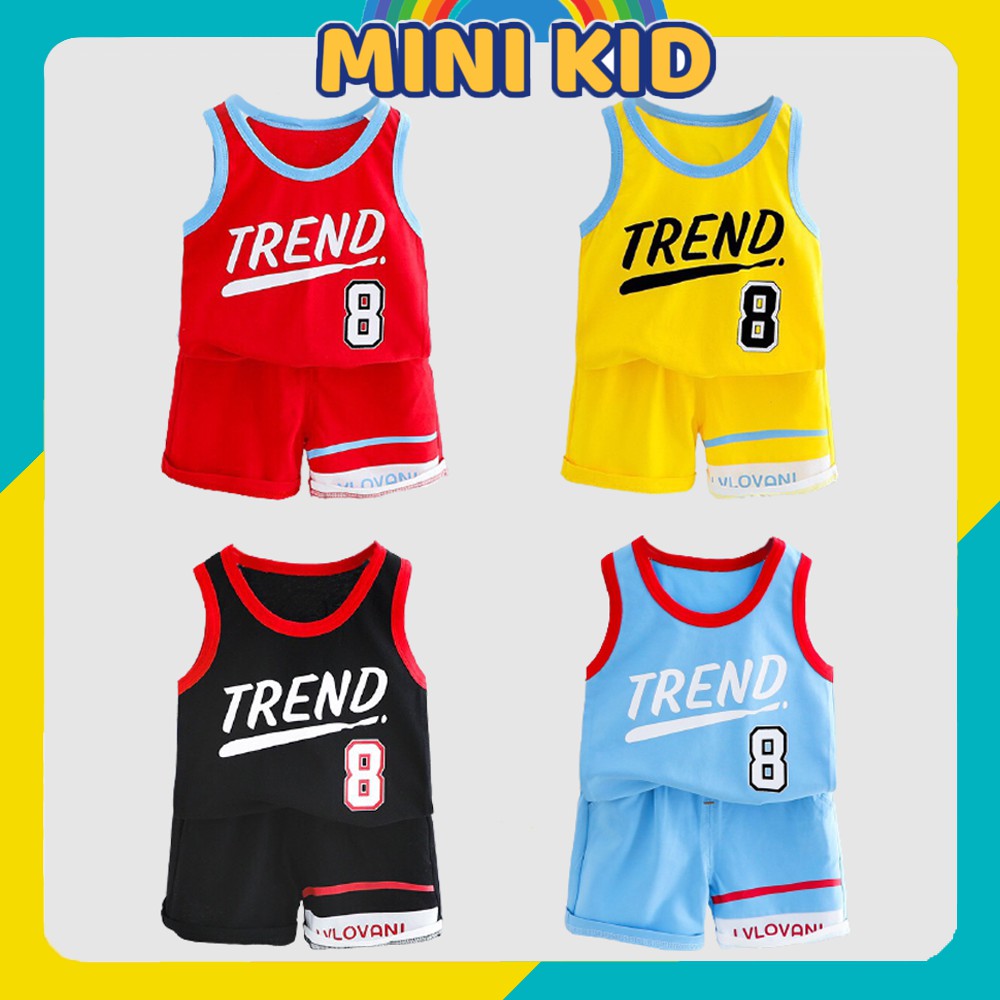 Bộ Ba Lỗ Bóng Rổ Trend Cộc Tay Cho Bé Mặc Mùa Hè MINI KIDS Size Từ 8-20kg