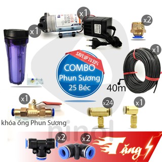 Trọn bộ máy bơm phun sương mini làm mát, tưới cây 30 béc