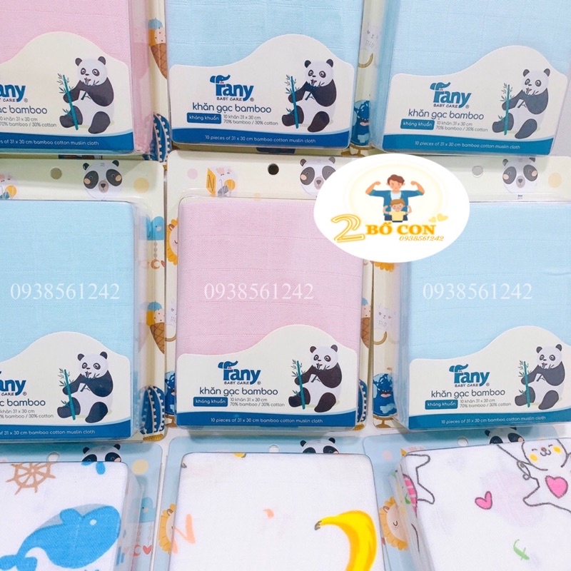 Khăn sữa cho bé - Vỉ 10 khăn sữa sợi tre Fany mềm mượt, không xù lông 31 x 31cm - Ms Duong Shop