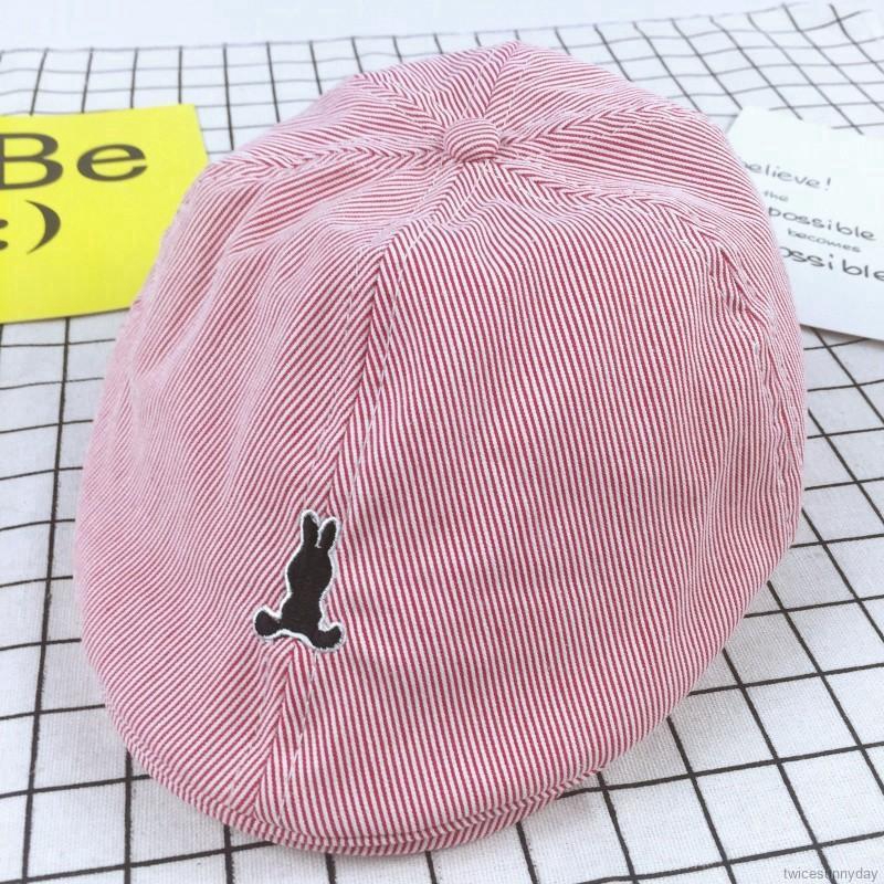 Nón beret Sọc Ngang Hình Thỏ Hoạt Hình Dễ Thương Cho Bé