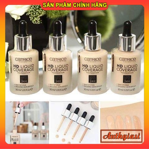 Kem nền kiềm dầu Catrice HD 24h Liquid Coverage Foundation che phủ tốt