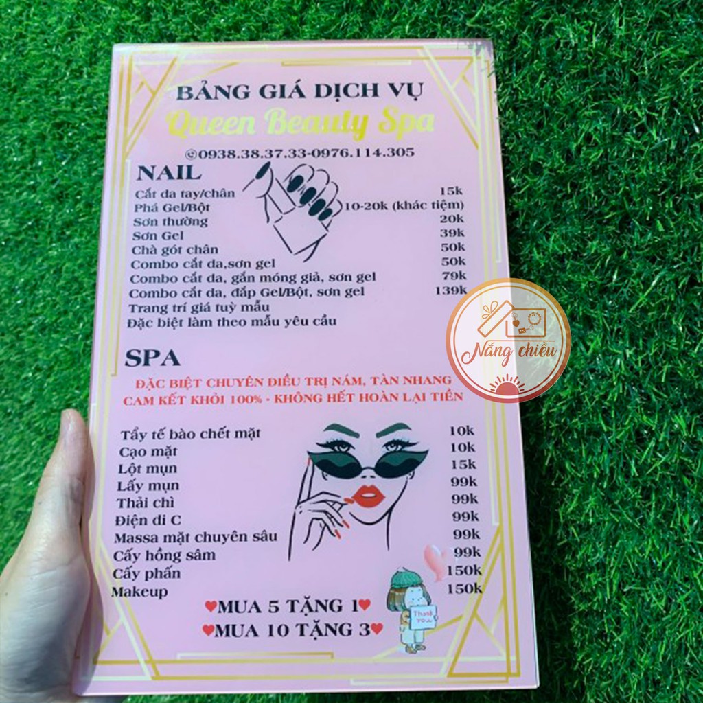 Bảng giá dịch vụ cho các SPa , tiệm Nail - MI in và thiết kế theo yêu cầu
