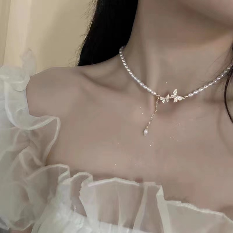Vòng cổ Mạ Vàng Đính Hạt Ngọc Trai Thanh Lịch