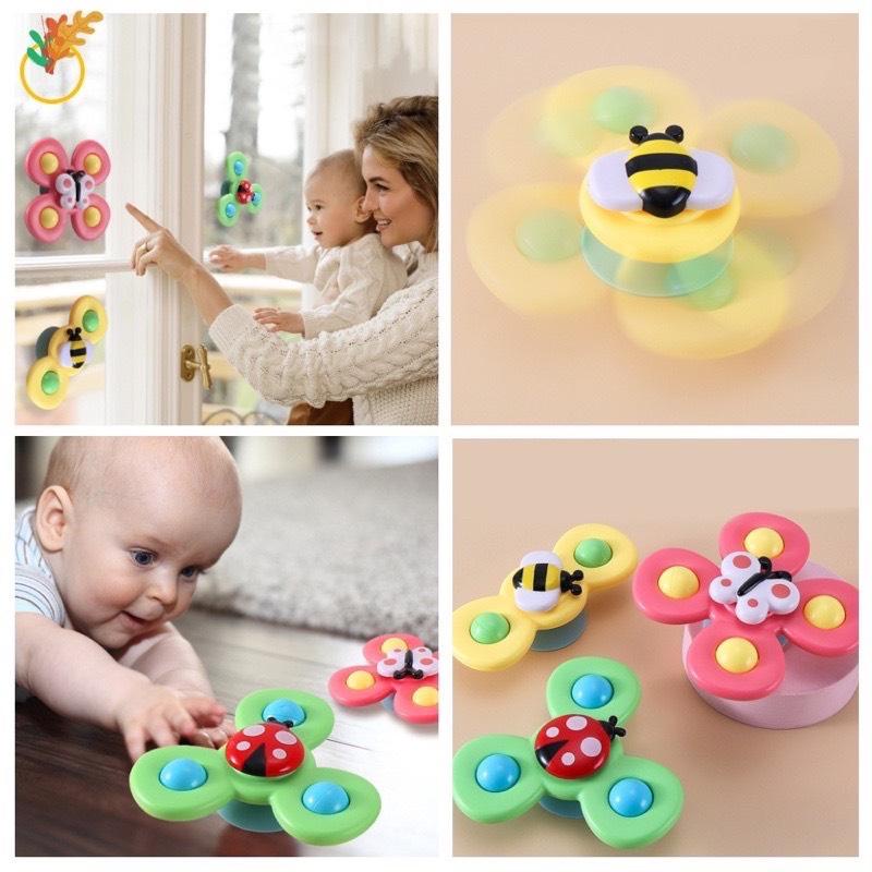 Sét 3 con quay dán tường hít chân không spinneR_Đồ chơi con quay cho bé hình côn trùng vui nhộn