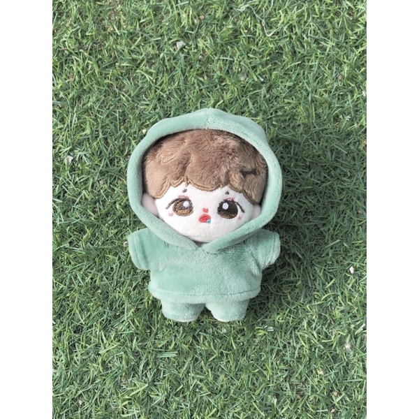 Bộ đồ hoodie quần nhung màu xám pastel cho doll 10cm 15cm 20cm