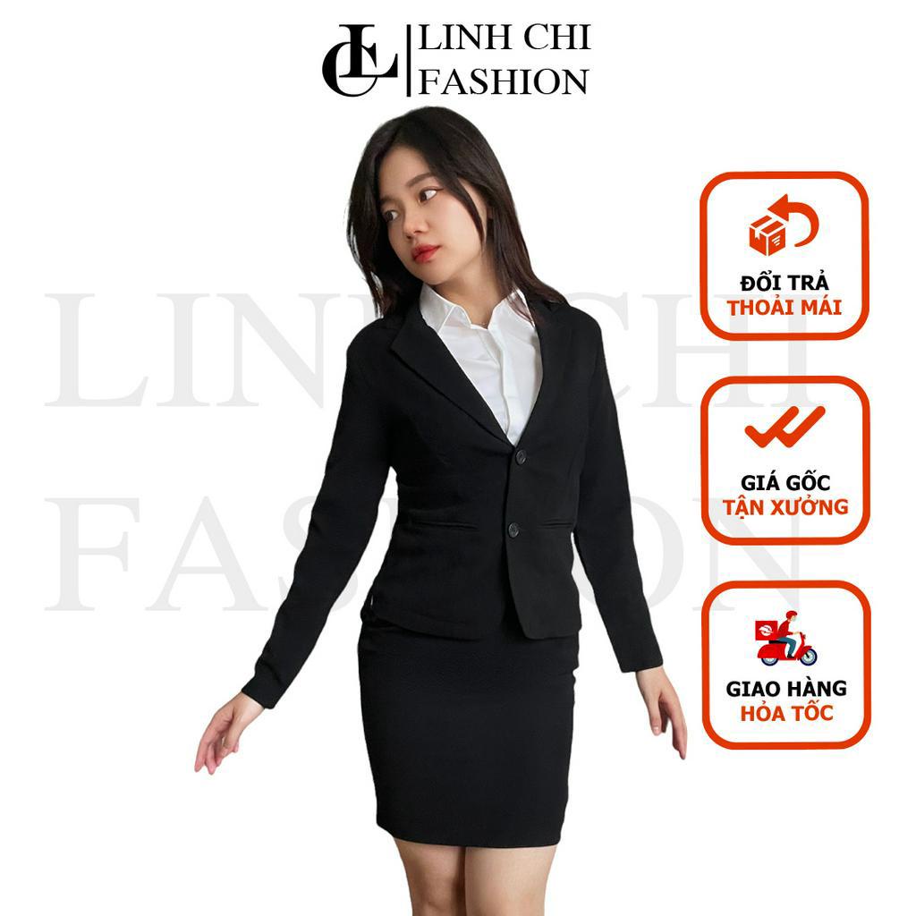 Áo vest nữ công sở tay dài cao cấp LINH CHI  form chuẩn mặc cực tôn dáng có độn vai và túi thật hai bên TD16