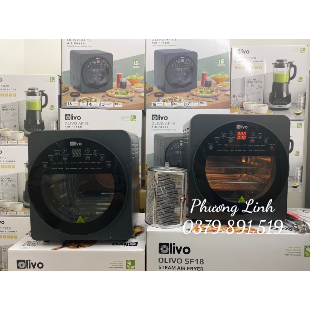 Nồi Chiên Không Dầu OLIVO AF15 Dung Tích 15L Công suất 2000W - Hàng Chính Hãng - Bảo hành 24 tháng