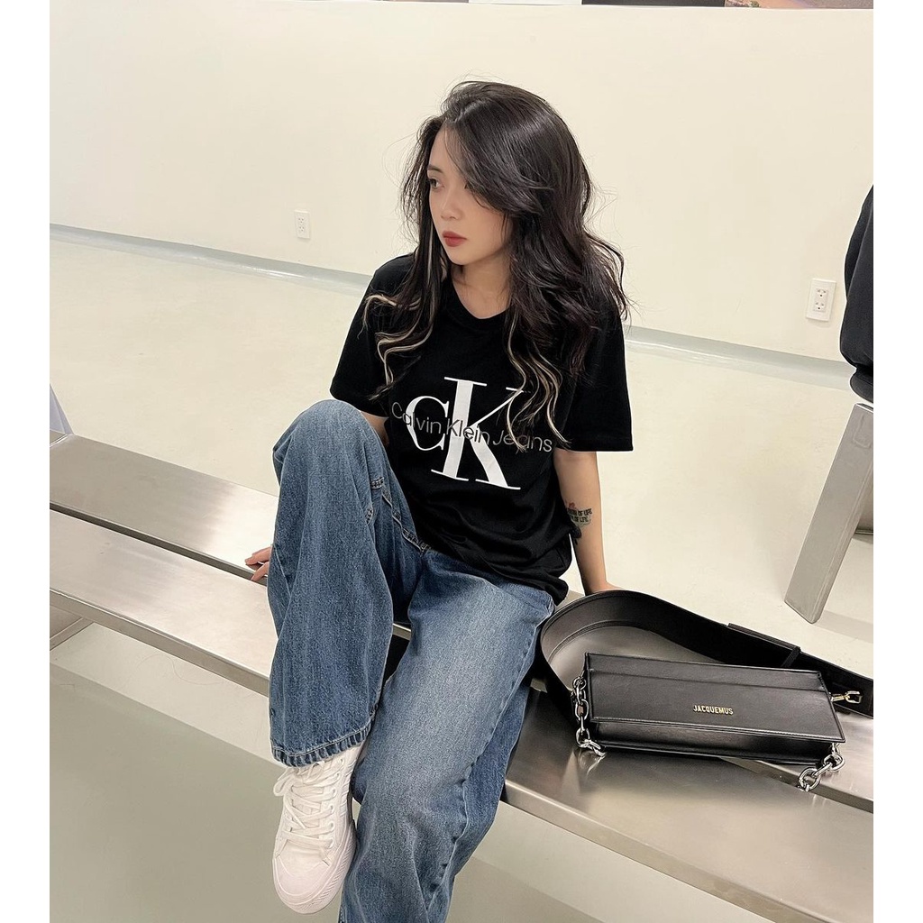 Áo thun CK form rộng tay lỡ unisex cho nam và nữ