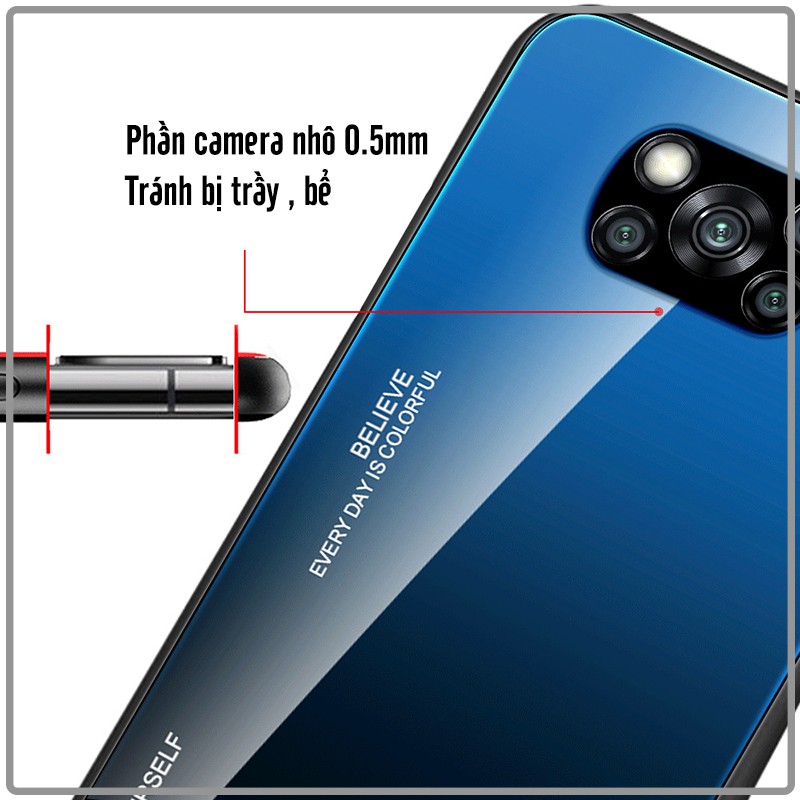 Ốp lưng cho Xiaomi Poco X3 NFC gương cứng 2 màu Gradient Ver 2 , viền TPU dẻo đen