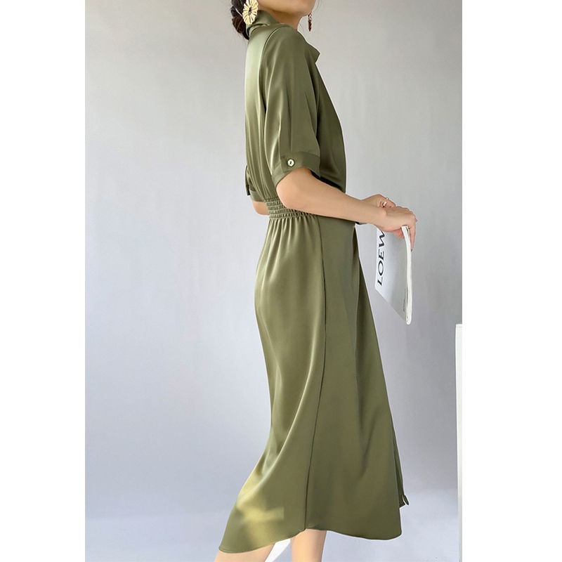 Đầm Sơ Mi Cao Cấp Dáng Dài Chiết Eo Thời Trang Mùa Hè Năm 2021 Dành Cho Nữ