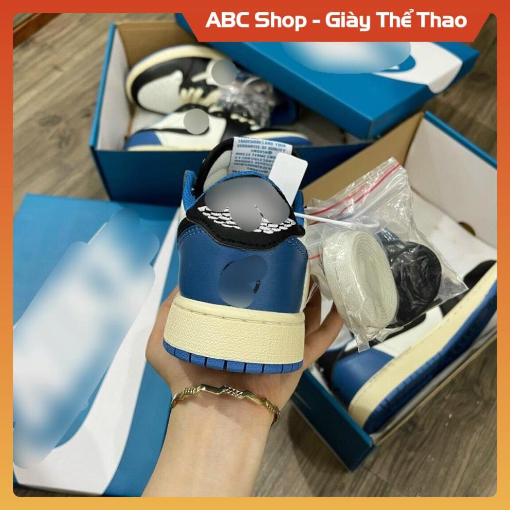 [FreeShip+ Hàng Cao Cấp] Giày Sneaker Jd1 low đen đế kem Xanh trắng , Giầy JD1 travit scot thấp cổ mõm trắng xanh