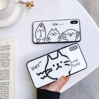 Ốp lưng iphone 11 11pro 11pro max dễ thương cat glass tpu