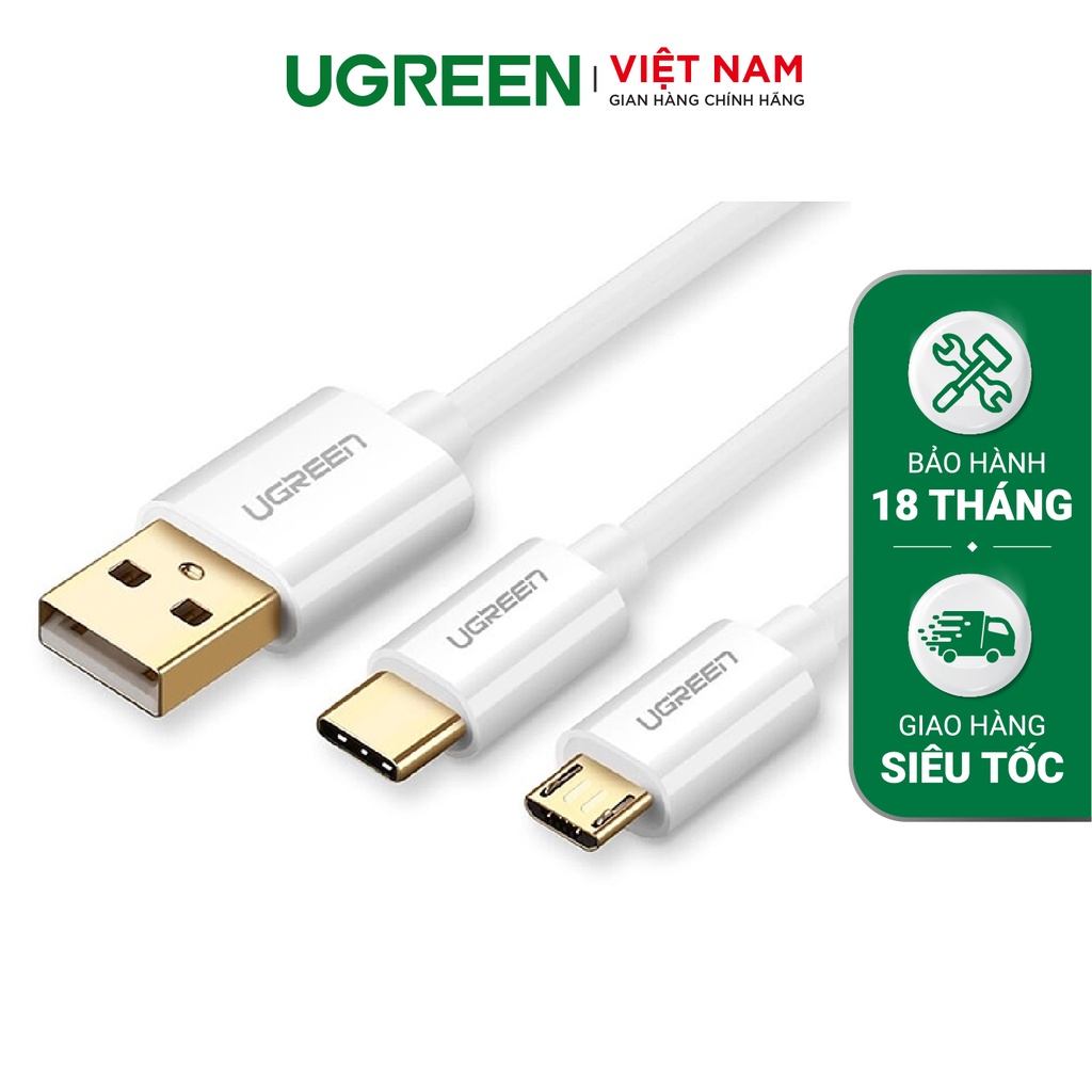 Cáp sạc và truyền dữ liệu, dài 0.5-1.5m UGREEN US197 US196 chức năng 2 in 1