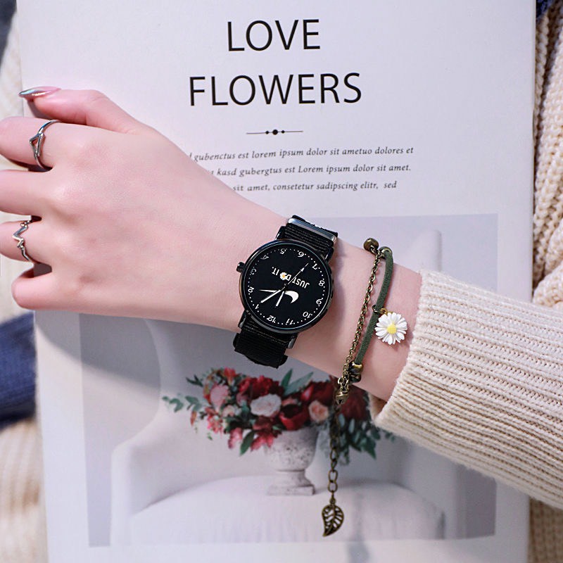 Đồng hồ nam nữ PeaceMinusone đeo tay thời trang hoa cúc DH105