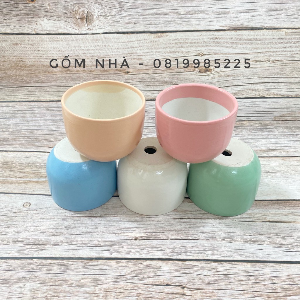 Chậu Mini Trồng Cây Sen Đá , Xương Rồng Dáng Bát Tròn