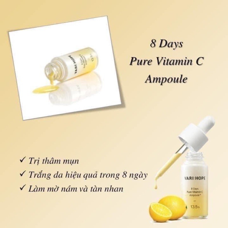 Serum Dưỡng Trắng 8 Ngày Vari Hope 8 days Pure Vitamin C Ampoule Plus (15ml)