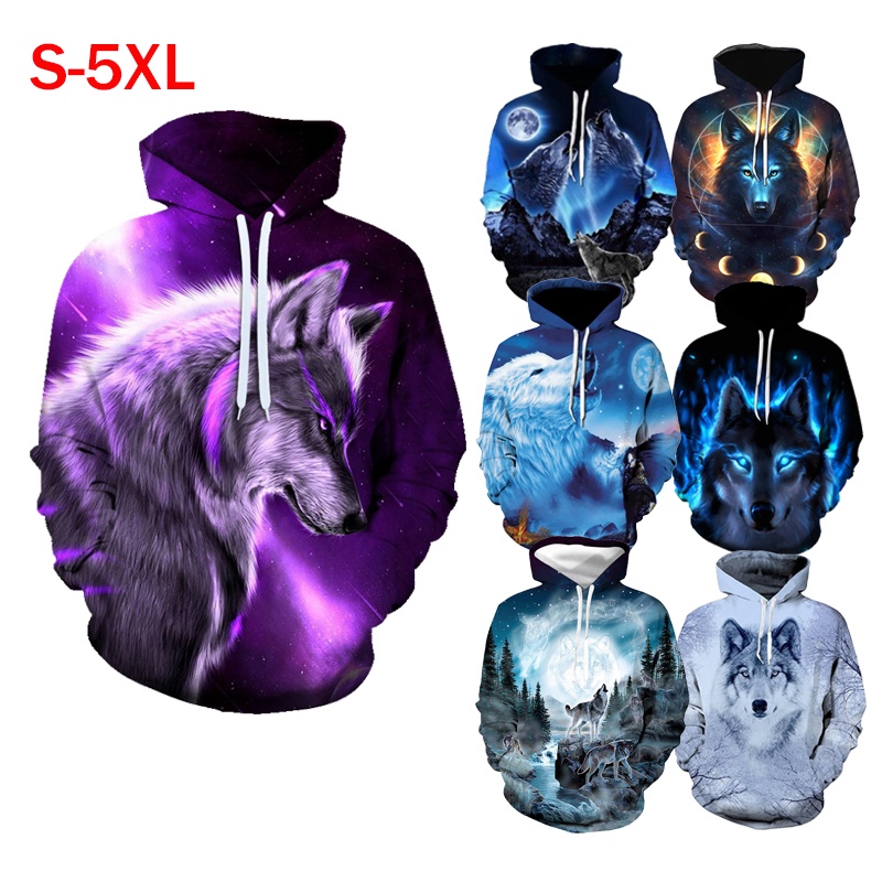 Áo Hoodie In Hình Sói 3D Thời Trang Thu Đông Cho Nam Nữ