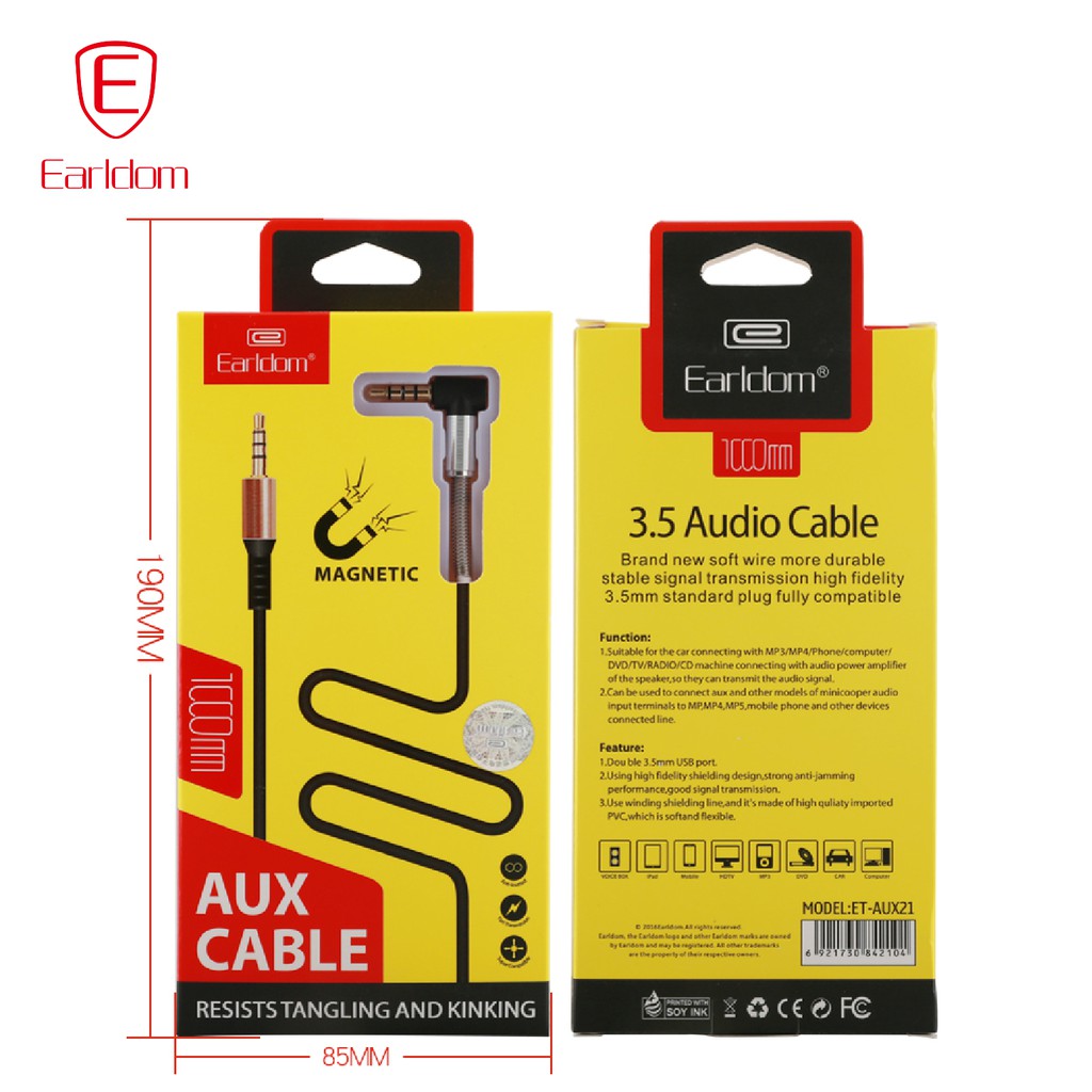 Dây ra loa 2 đầu 3.5 Earldom AUX - 21 chính hãng