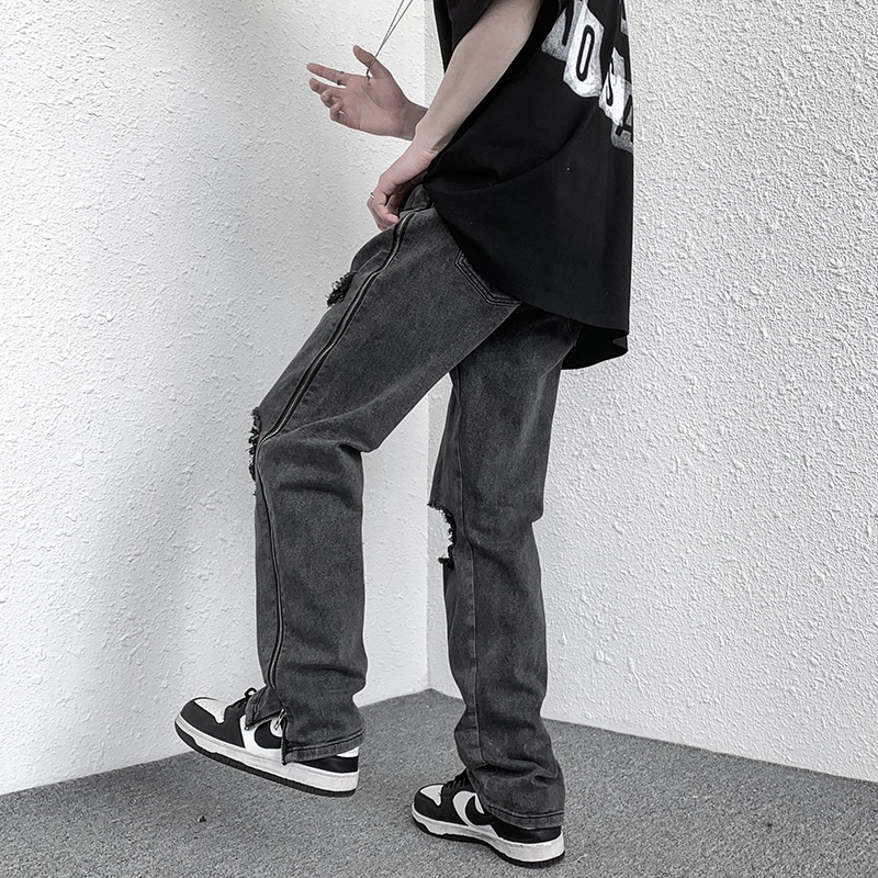 Quần Jean Nữ Lưng Cao Rách Gối Thời Trang Hàn Quốc