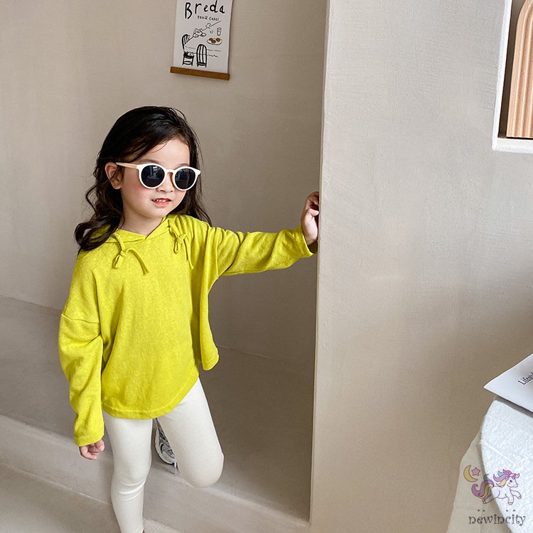 Áo hoodie cotton màu sắc xinh xắn đơn giản dành cho bé gái