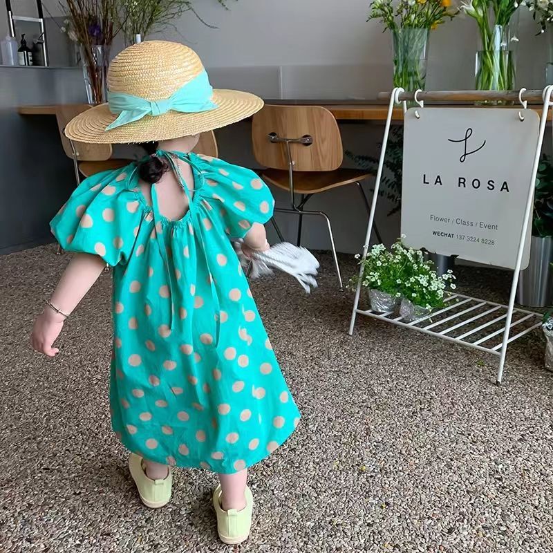 Đầm Dài Họa Tiết Chấm Bi Phong Cách Hàn Quốc Thời Trang Mùa Hè Mới Dành Cho Bé Gái 2022