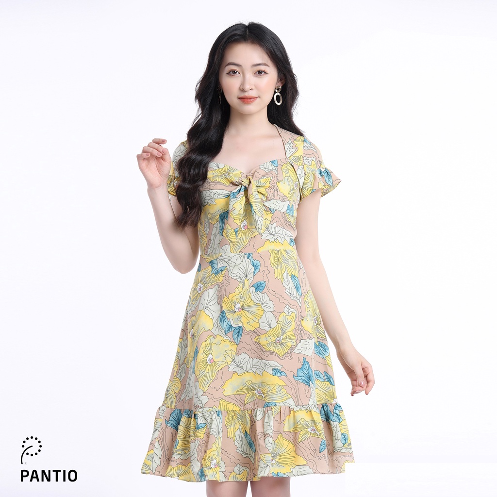 Đầm công sở hoạ tiết hoa dáng xoè FDC12590 - PANTIO