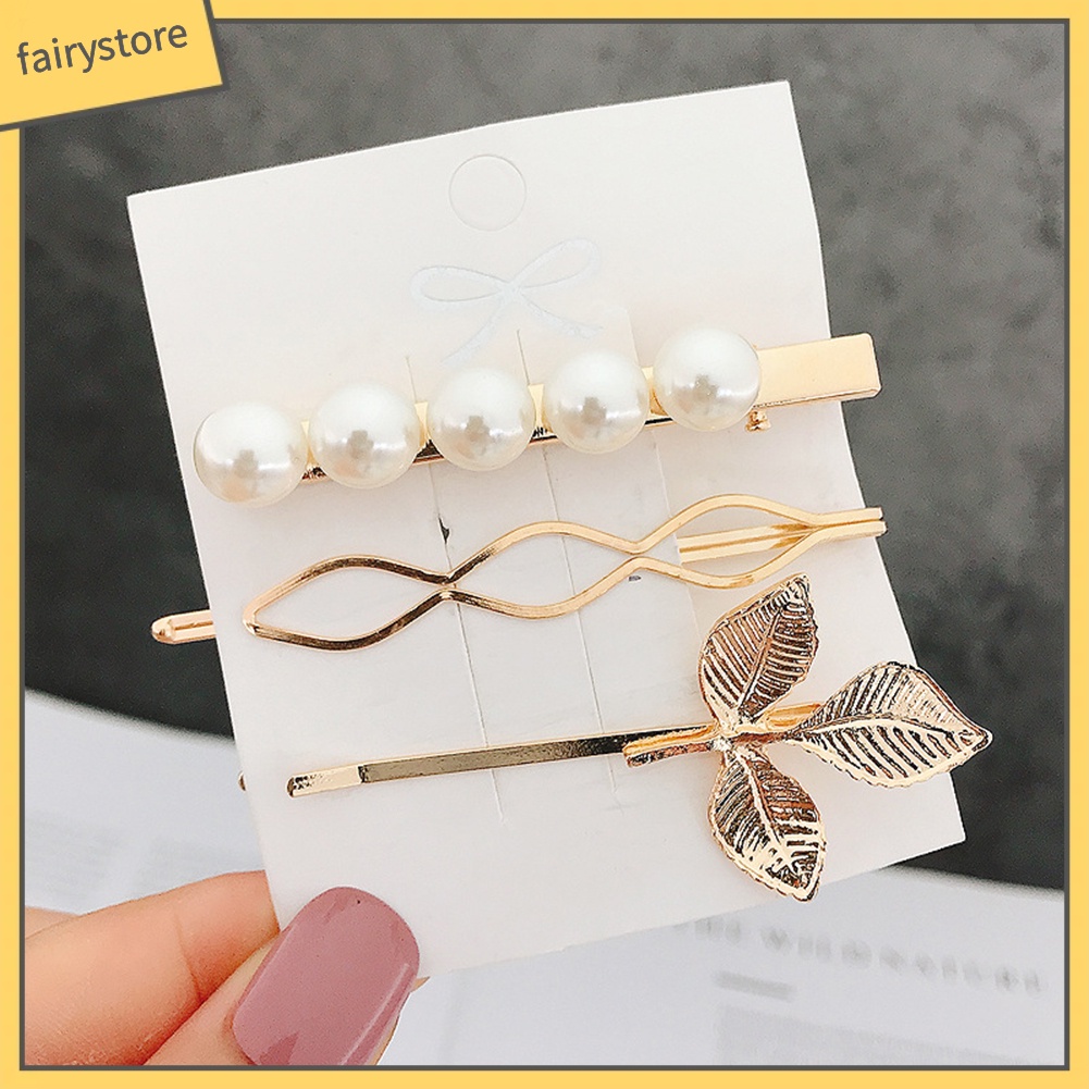 Set 2 / 3 Kẹp Tóc Đính Ngọc Trai Giả Thời Trang Cho Nữ