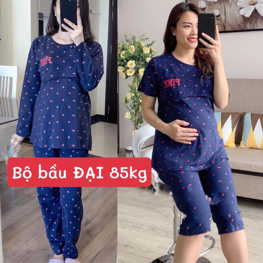 Bộ đồ bầu Sau sinh size ĐẠI (bigsize 75 - 85kg) vén ngực cho bé ti, chất cotton mềm mịn cho mẹ bầu mặc nhà Thu Đông !