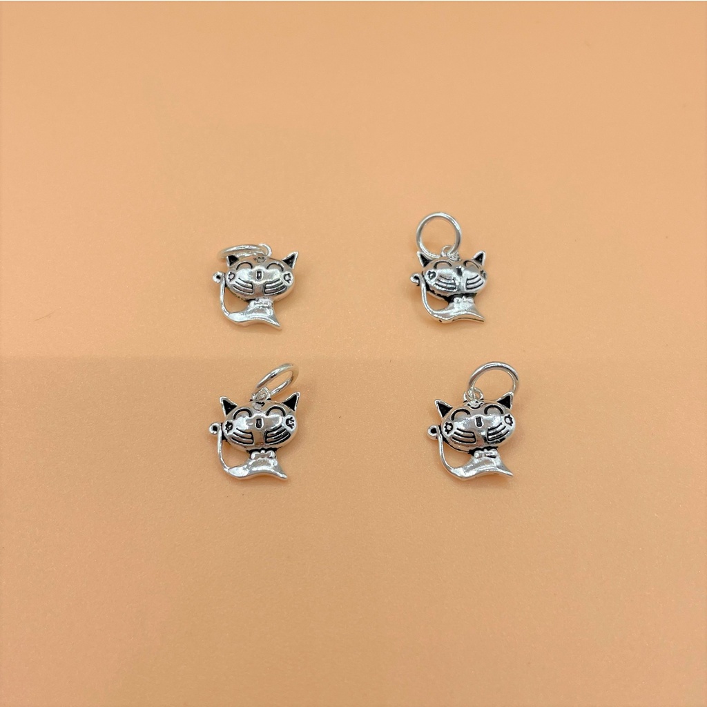 Charm bạc thái móc treo hình mèo vui vẻ - Charm Bạc 925 - Mã CA151