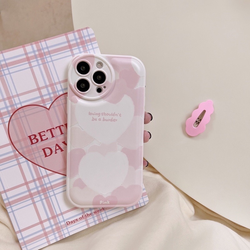 Ốp Điện Thoại TPU Dẻo Họa Tiết Trái Tim Dễ Thương Cho Iphone11 12 13 14 pro max XR XS 7 8 plus